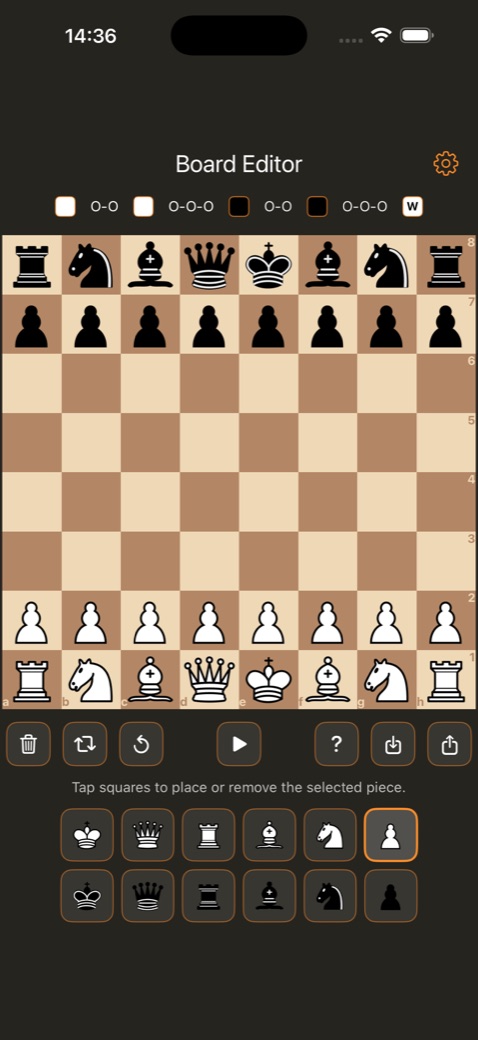 Chess Widget board editor for creating a position