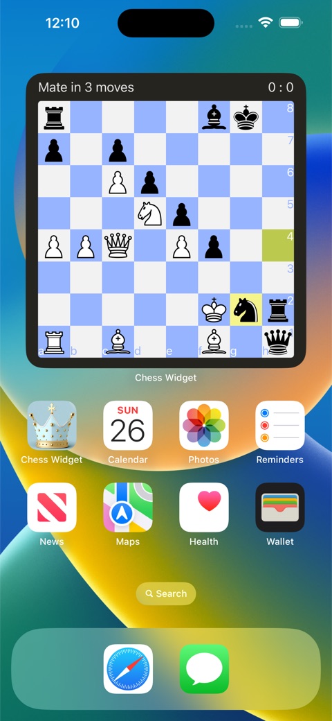 Daily chess puzzle on an iPhone Home Screen
